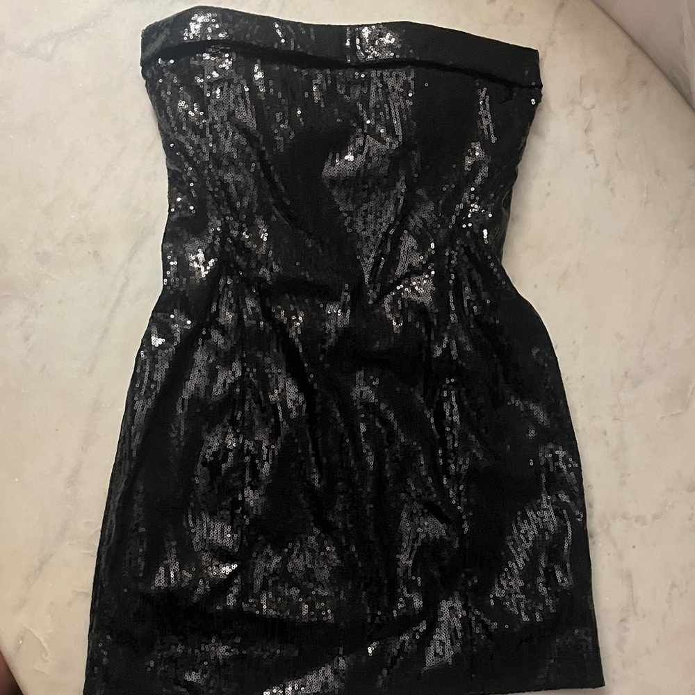 DSQUARED2 Black Strapless Sequin Dress